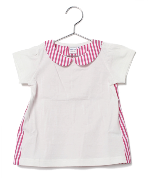 SHIPS(シップス)の「SHIPS KIDS:ストライプ 切り替え ショートスリーブ(baby)(Tシャツ/カットソー・キッズ・ホワイト/グレー・80/90)」の2枚目の写真