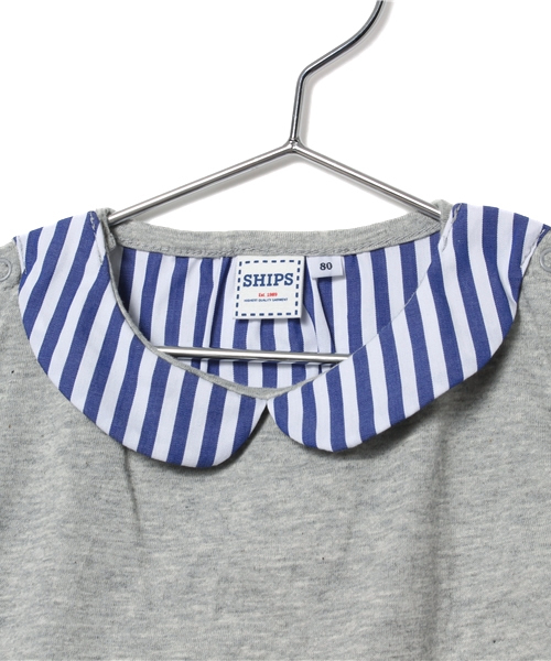 SHIPS(シップス)の「SHIPS KIDS:ストライプ 切り替え ショートスリーブ(baby)(Tシャツ/カットソー・キッズ・ホワイト/グレー・80/90)」の4枚目の写真