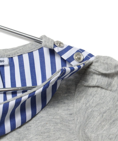 SHIPS(シップス)の「SHIPS KIDS:ストライプ 切り替え ショートスリーブ(baby)(Tシャツ/カットソー・キッズ・ホワイト/グレー・80/90)」の8枚目の写真