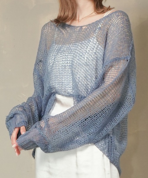 Lull（ルル）の「【Lull / ルル】モヘアライクシアーニット（ニット/セーター・レディース・ベージュ/ブルー/アイボリー/ピンク・ONESIZE）」の3枚目の写真