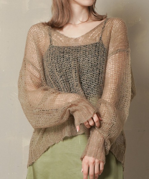Lull（ルル）の「【Lull / ルル】モヘアライクシアーニット（ニット/セーター・レディース・ベージュ/ブルー/アイボリー/ピンク・ONESIZE）」の7枚目の写真
