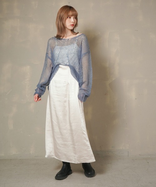 Lull（ルル）の「【Lull / ルル】モヘアライクシアーニット（ニット/セーター・レディース・ベージュ/ブルー/アイボリー/ピンク・ONESIZE）」の12枚目の写真