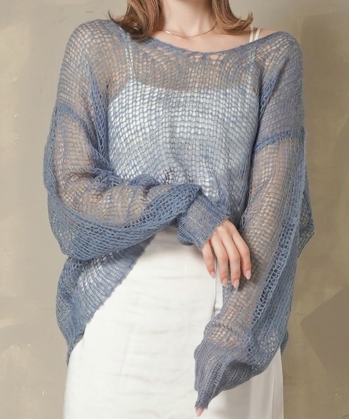 Lull（ルル）の「【Lull / ルル】モヘアライクシアーニット（ニット/セーター・レディース・ベージュ/ブルー/アイボリー/ピンク・ONESIZE）」の5枚目の写真