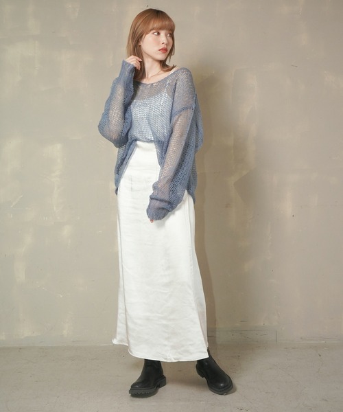 Lull（ルル）の「【Lull / ルル】モヘアライクシアーニット（ニット/セーター・レディース・ベージュ/ブルー/アイボリー/ピンク・ONESIZE）」の13枚目の写真