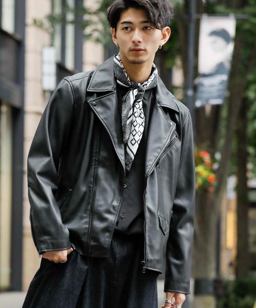 London Denim(ロンドンデニム)の「ハイクオリティー フェイクレザー / ダブルライダース ジャケット(ライダースジャケット・メンズ・ブラック・46/48/50)」の19枚目の写真