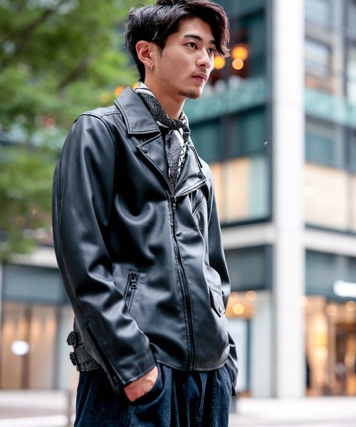 London Denim(ロンドンデニム)の「ハイクオリティー フェイクレザー / ダブルライダース ジャケット(ライダースジャケット・メンズ・ブラック・46/48/50)」の20枚目の写真