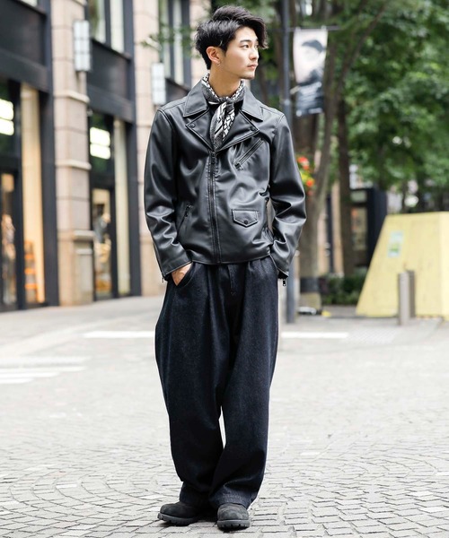 London Denim(ロンドンデニム)の「ハイクオリティー フェイクレザー / ダブルライダース ジャケット(ライダースジャケット・メンズ・ブラック・46/48/50)」の22枚目の写真