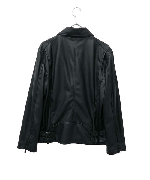 London Denim(ロンドンデニム)の「ハイクオリティー フェイクレザー / ダブルライダース ジャケット(ライダースジャケット・メンズ・ブラック・46/48/50)」の3枚目の写真