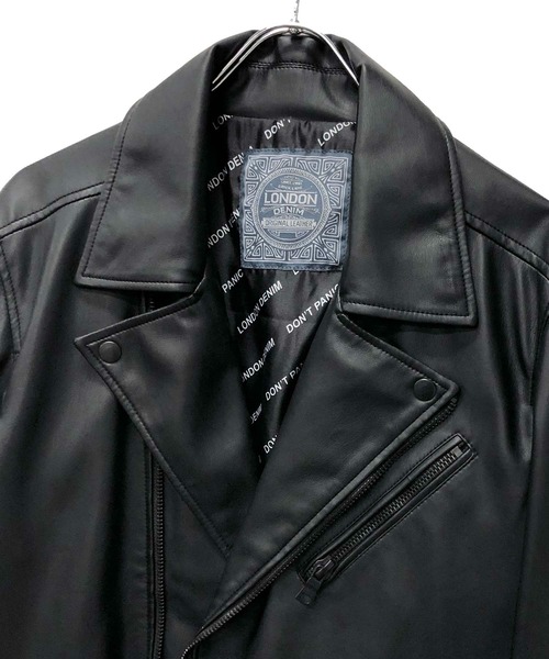 London Denim(ロンドンデニム)の「ハイクオリティー フェイクレザー / ダブルライダース ジャケット(ライダースジャケット・メンズ・ブラック・46/48/50)」の5枚目の写真