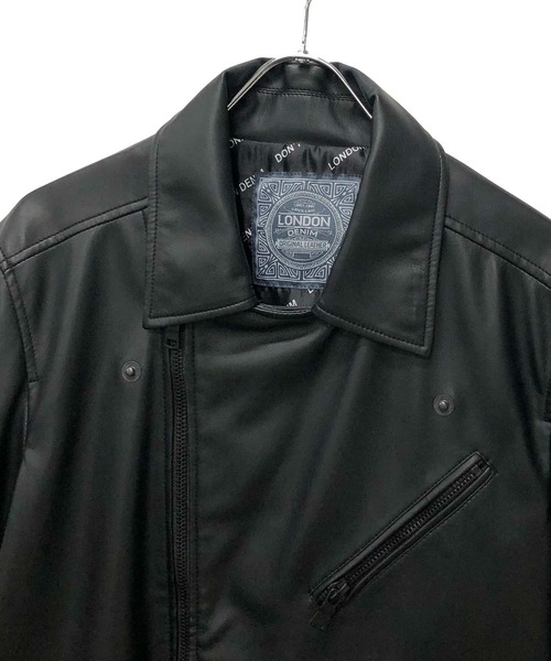 London Denim(ロンドンデニム)の「ハイクオリティー フェイクレザー / ダブルライダース ジャケット(ライダースジャケット・メンズ・ブラック・46/48/50)」の9枚目の写真