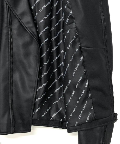 London Denim(ロンドンデニム)の「ハイクオリティー フェイクレザー / ダブルライダース ジャケット(ライダースジャケット・メンズ・ブラック・46/48/50)」の7枚目の写真