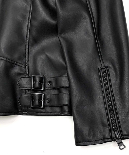 London Denim(ロンドンデニム)の「ハイクオリティー フェイクレザー / ダブルライダース ジャケット(ライダースジャケット・メンズ・ブラック・46/48/50)」の4枚目の写真