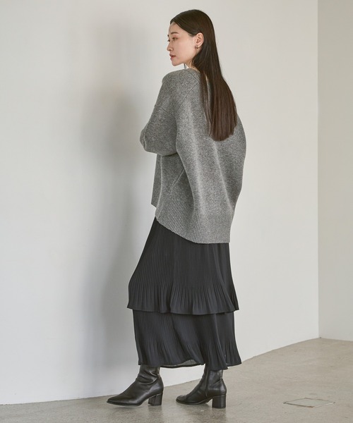 A part by（アパートバイ）の「《追加4》お気に入り1.7万人超え！ホソプリーツティアードスカート（スカート・レディース・ライトベージュ/グリーン/ブラック/ブラック系その他2/ベージュ/アイボリー/グレー系その他4/ナチュラル/グレー系その他/ブラウン系その他/ネイビー/ブルー・FREE/TALL）」の17枚目の写真