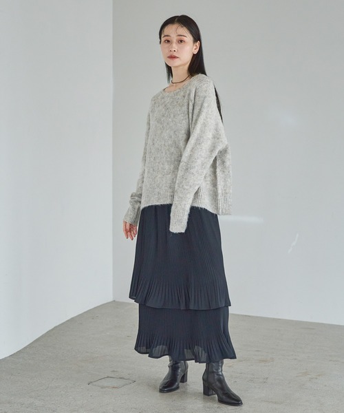 A part by（アパートバイ）の「《追加4》お気に入り1.7万人超え！ホソプリーツティアードスカート（スカート・レディース・ライトベージュ/グリーン/ブラック/ブラック系その他2/ベージュ/アイボリー/グレー系その他4/ナチュラル/グレー系その他/ブラウン系その他/ネイビー/ブルー・FREE/TALL）」の21枚目の写真