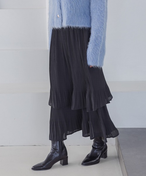 A part by（アパートバイ）の「《追加4》お気に入り1.7万人超え！ホソプリーツティアードスカート（スカート・レディース・ライトベージュ/グリーン/ブラック/ブラック系その他2/ベージュ/アイボリー/グレー系その他4/ナチュラル/グレー系その他/ブラウン系その他/ネイビー/ブルー・FREE/TALL）」の13枚目の写真