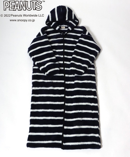 PEANUTS（ピーナッツ）の「PEANUTS SNOOPY（ピーナッツスヌーピー）ボアフリースガウンパーカー/ブランケット（その他ルームウェア・レディース・チャコールグレー/ホワイト×ネイビー・FREE）」の7枚目の写真
