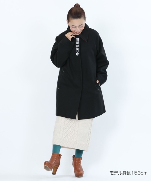 MARY QUANT（マリークワント）の「ラグランフロントロゴ ロングコート（ステンカラーコート・レディース・ブラック×ホワイト/ブラック/ピンク/オレンジ・M）」の22枚目の写真