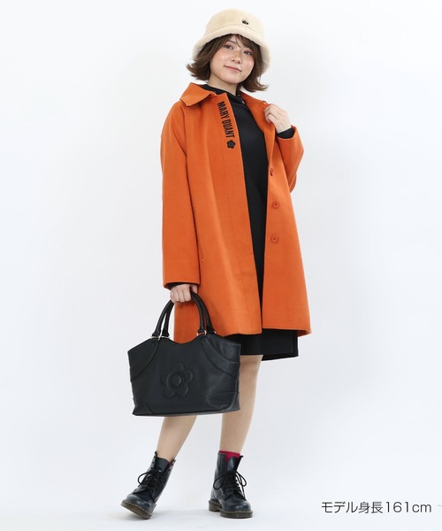 MARY QUANT（マリークワント）の「ラグランフロントロゴ ロングコート（ステンカラーコート・レディース・ブラック×ホワイト/ブラック/ピンク/オレンジ・M）」の12枚目の写真
