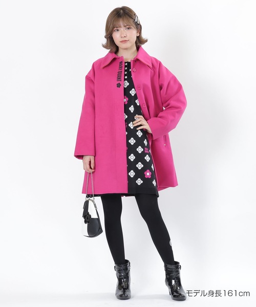 MARY QUANT（マリークワント）の「ラグランフロントロゴ ロングコート（ステンカラーコート・レディース・ブラック×ホワイト/ブラック/ピンク/オレンジ・M）」の7枚目の写真