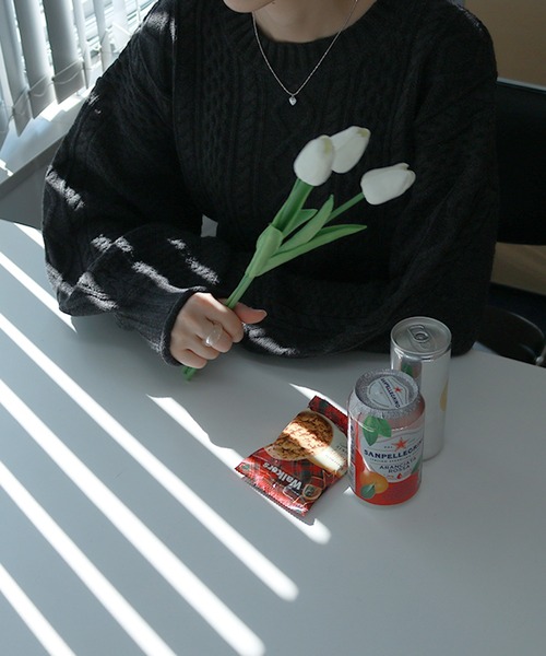 Auntie Rosa（アンティローザ）の「ケーブル編み クルーネックニット（ニット/セーター・レディース・ダークグレー/アイボリー・MEDIUM）」の21枚目の写真