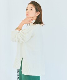 【洗える】スプリングコットン ハイネックニット プルオーバー