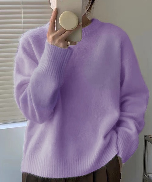 Girly Doll(ガーリードール)の「ドロップショルダーラグランスリーブシャギーニット(ニット/セーター・レディース・ベージュ/パープル/グレー/ピンク/アイボリー/ボルドー/ブラック/ライトブルー/ライトパープル/イエロー/グレイッシュベージュ/カーキ/ブルー/モカ/ピンク系その他/グリーン/ダークグレー/ダークパープル/ライトグリーン/オレンジ/ブラウン/ダークカーキ・FREE)」の17枚目の写真