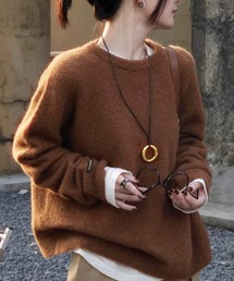the toe シャギーニット　ブラウン the toe シャギーニット ブラウン Pigalle shaggy Vneck knit
