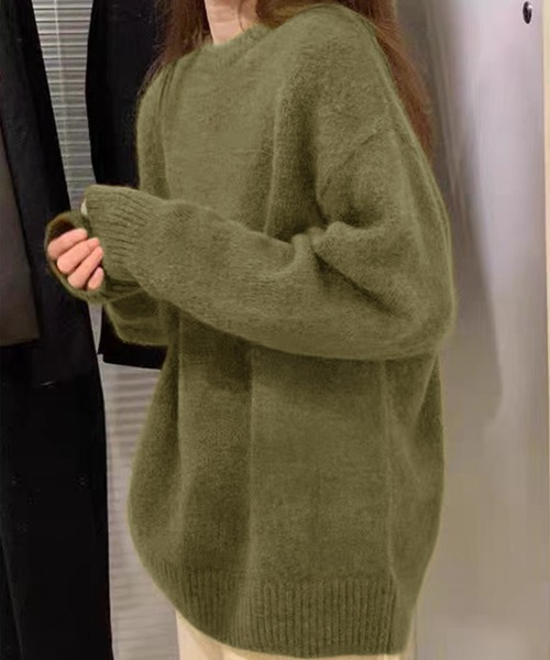 Girly Doll(ガーリードール)の「ドロップショルダーラグランスリーブシャギーニット(ニット/セーター・レディース・ベージュ/パープル/グレー/ピンク/アイボリー/ボルドー/ブラック/ライトブルー/ライトパープル/イエロー/グレイッシュベージュ/カーキ/ブルー/モカ/ピンク系その他/グリーン/ダークグレー/ダークパープル/ライトグリーン/オレンジ/ブラウン/ダークカーキ・FREE)」の12枚目の写真