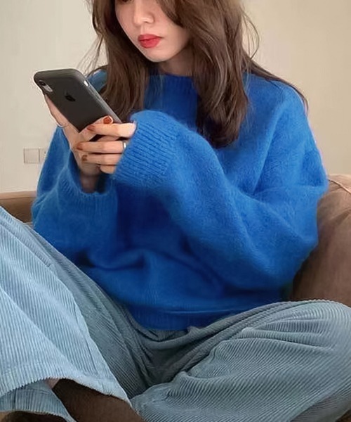 Girly Doll(ガーリードール)の「ドロップショルダーラグランスリーブシャギーニット(ニット/セーター・レディース・ベージュ/パープル/グレー/ピンク/アイボリー/ボルドー/ブラック/ライトブルー/ライトパープル/イエロー/グレイッシュベージュ/カーキ/ブルー/モカ/ピンク系その他/グリーン/ダークグレー/ダークパープル/ライトグリーン/オレンジ/ブラウン/ダークカーキ・FREE)」の14枚目の写真