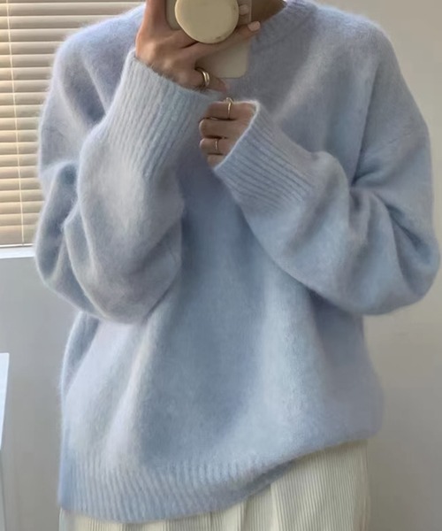 Girly Doll(ガーリードール)の「ドロップショルダーラグランスリーブシャギーニット(ニット/セーター・レディース・ベージュ/パープル/グレー/ピンク/アイボリー/ボルドー/ブラック/ライトブルー/ライトパープル/イエロー/グレイッシュベージュ/カーキ/ブルー/モカ/ピンク系その他/グリーン/ダークグレー/ダークパープル/ライトグリーン/オレンジ/ブラウン/ダークカーキ・FREE)」の13枚目の写真