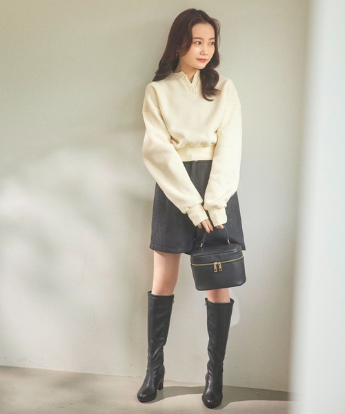 美品⭐️  BRONTE レディース セール】[ 水越みさとさんコラボ ] キーネック裏起毛トップス