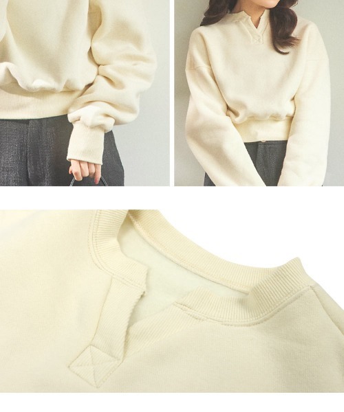 セール】[ 水越みさとさんコラボ ] キーネック裏起毛トップス