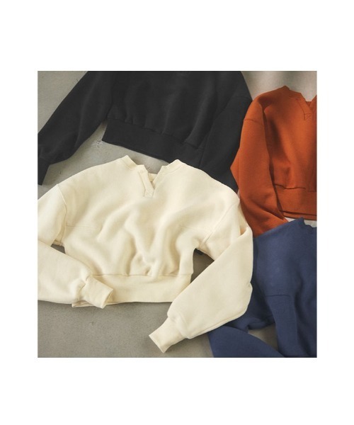 セール】[ 水越みさとさんコラボ ] キーネック裏起毛トップス