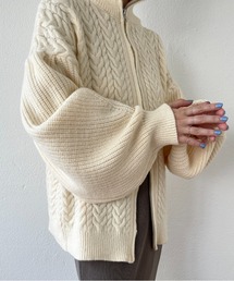 wee9s | volume sleeve cable knit cardigan / ボリュームスリーブケーブルニットカーディガン(カーディガン/ボレロ)