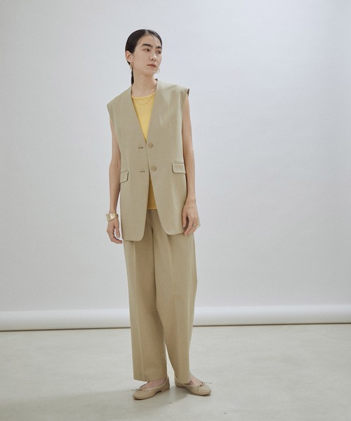 【セットアップ対応・WEB限定】Vネックノーカラージレ/ベスト