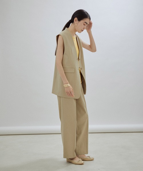 【セットアップ対応・WEB限定】Vネックノーカラージレ/ベスト