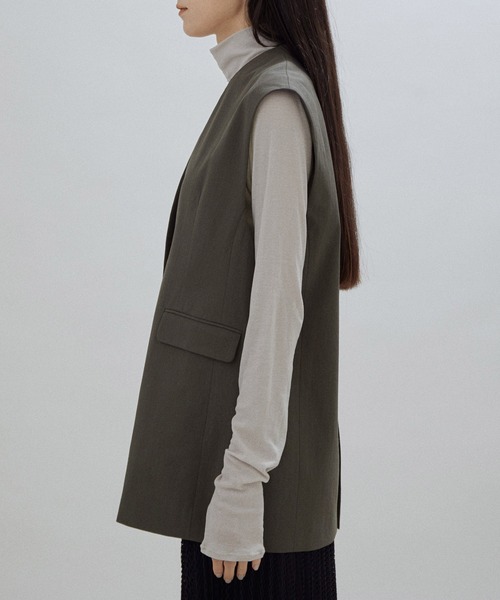 【セットアップ対応・WEB限定】Vネックノーカラージレ/ベスト