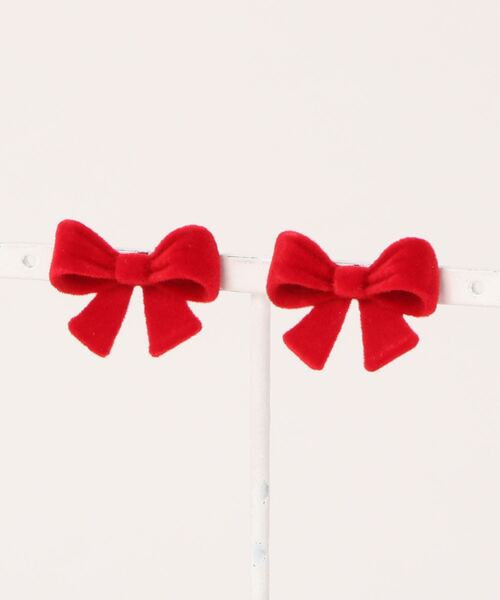 Fun & Daily（ファンアンドデイリー）の「F&D : ベルベットリボンピアス（ピアス（両耳用）・レディース・グリーン/ピンク/レッド/ブラック/ブルー・FREE）」の5枚目の写真