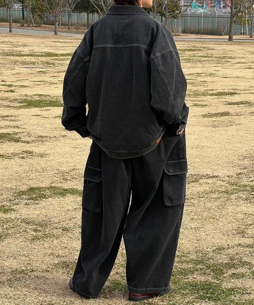 Perushu（ペルーシュ）の「ヴィンテージライクワイドカーゴパンツ(セットアップ着用可)（カーゴパンツ・メンズ・サックスブルー/グレー/ライトブラウン/ブラック・LARGE/SMALL/MEDIUM）」の14枚目の写真