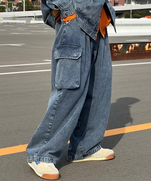 セール】ヴィンテージライクワイドカーゴパンツ(セットアップ着用可