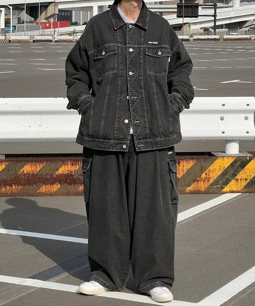 Perushu（ペルーシュ）の「ヴィンテージライクワイドカーゴパンツ(セットアップ着用可)（カーゴパンツ・メンズ・サックスブルー/グレー/ライトブラウン/ブラック・LARGE/SMALL/MEDIUM）」の21枚目の写真