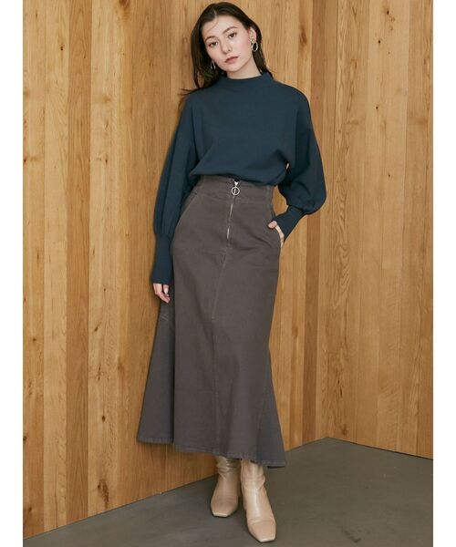 CIMARRON（シマロン）の「【CIMARRON】フロントZIPフレアースカート（スカート・レディース・チャコールグレー/ベージュ・SMALL/MEDIUM）」の10枚目の写真