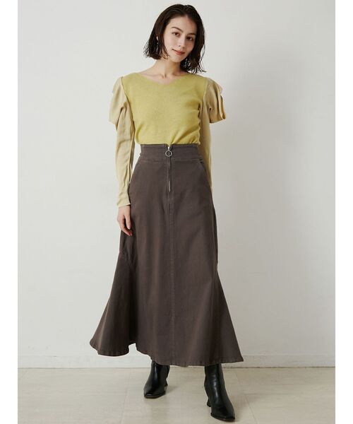 CIMARRON（シマロン）の「【CIMARRON】フロントZIPフレアースカート（スカート・レディース・チャコールグレー/ベージュ・SMALL/MEDIUM）」の11枚目の写真