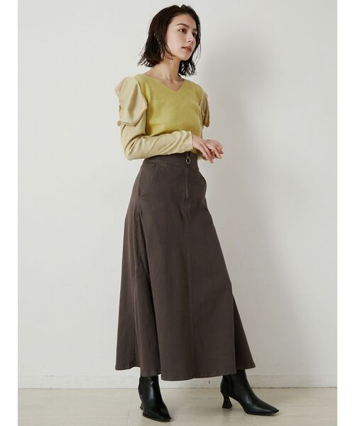 CIMARRON（シマロン）の「【CIMARRON】フロントZIPフレアースカート（スカート・レディース・チャコールグレー/ベージュ・SMALL/MEDIUM）」の17枚目の写真