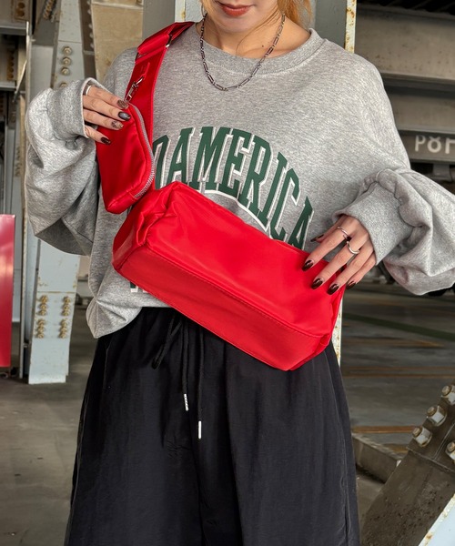 セール】スクエアボディバッグ / ナイロンバッグ ショルダーバッグ