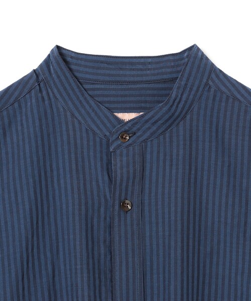 BEAMS LIGHTS（ビームスライツ）の「BEAMS LIGHTS / ストライプ バンドカラーシャツ（シャツ/ブラウス・メンズ・グリーン系その他2/ネイビー・LARGE/MEDIUM/SMALL）」の7枚目の写真