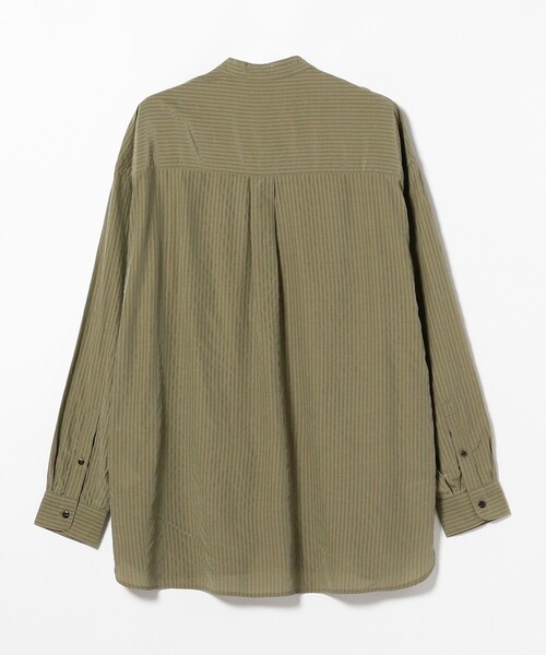 BEAMS LIGHTS（ビームスライツ）の「BEAMS LIGHTS / ストライプ バンドカラーシャツ（シャツ/ブラウス・メンズ・グリーン系その他2/ネイビー・LARGE/MEDIUM/SMALL）」の10枚目の写真