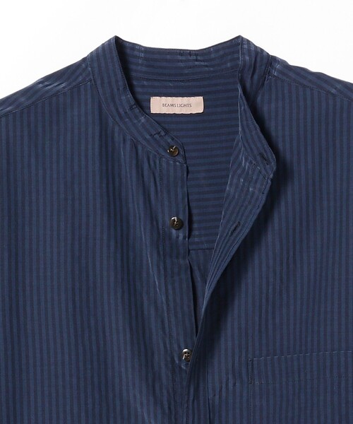 BEAMS LIGHTS（ビームスライツ）の「BEAMS LIGHTS / ストライプ バンドカラーシャツ（シャツ/ブラウス・メンズ・グリーン系その他2/ネイビー・LARGE/MEDIUM/SMALL）」の13枚目の写真
