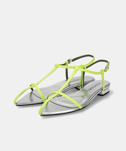 MAMIAN（マミアン）の「ポインテッドトゥ Tストラップ フラットサンダル（サンダル・レディース・アイボリー/ブラック/シルバー/ライム・L/S/M/LL）」の9枚目の写真