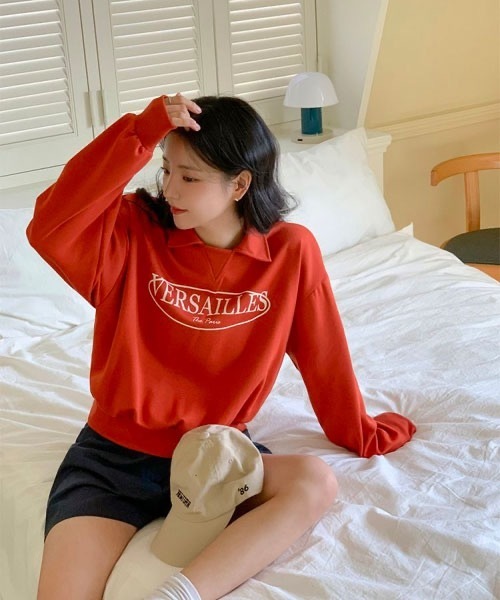 SONA（ソナ）の「SONA 英文プリントカラーネックトレーナー（スウェット・レディース・オレンジ/オートミール・FREE）」の4枚目の写真